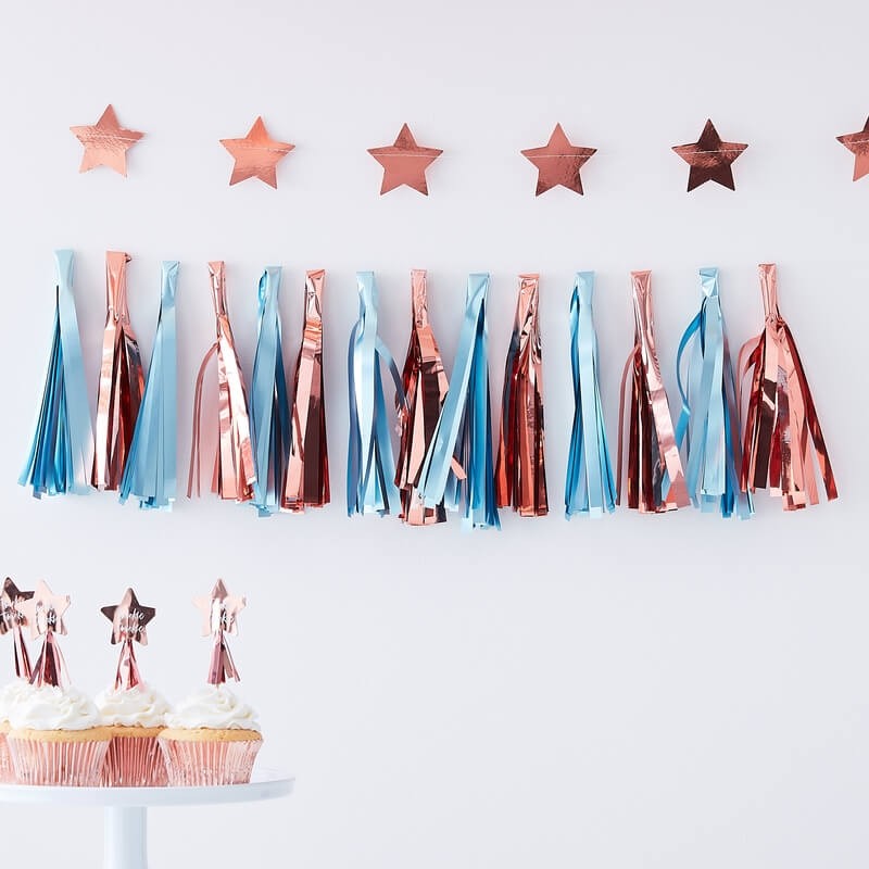 Blue And Rose Gold Tassel Garland Pikasworld
