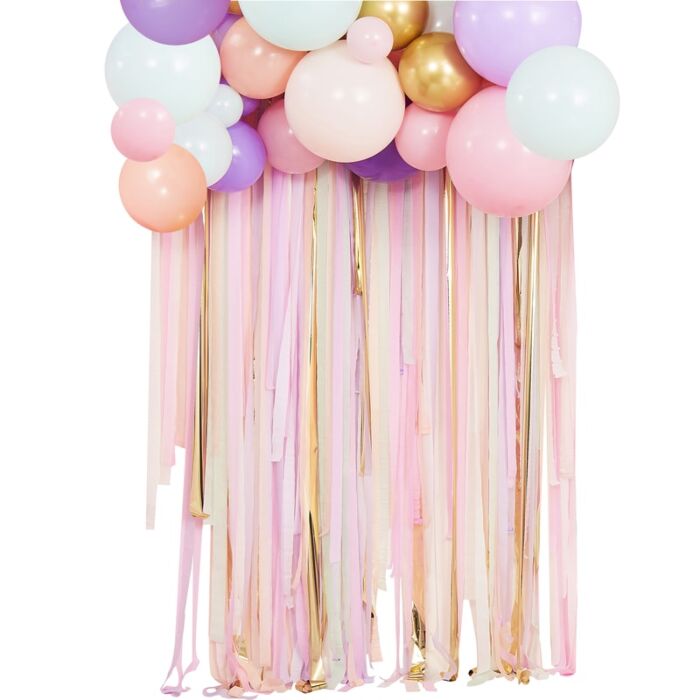 Pastel Streamer And Balloon Party Backdrop Pikasworld