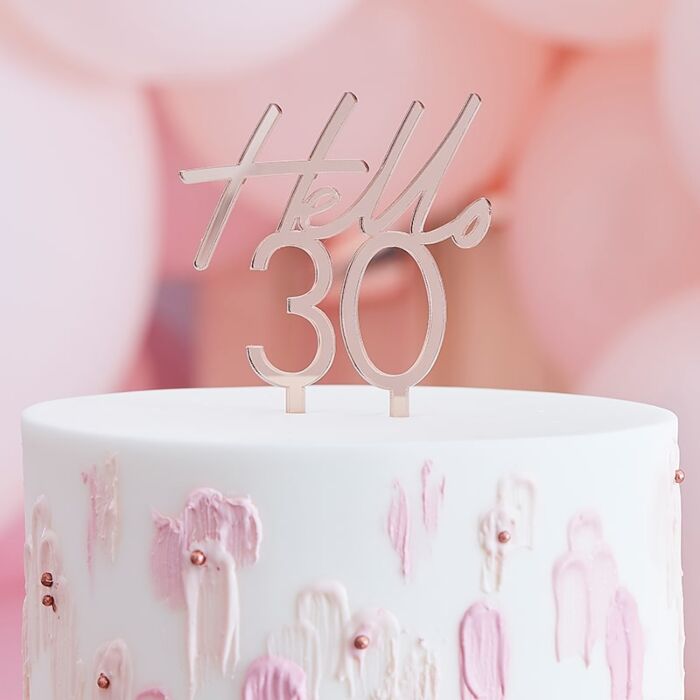 CAKE TOPPER ROSE GOLD « HELLO 30 » – Pika's World